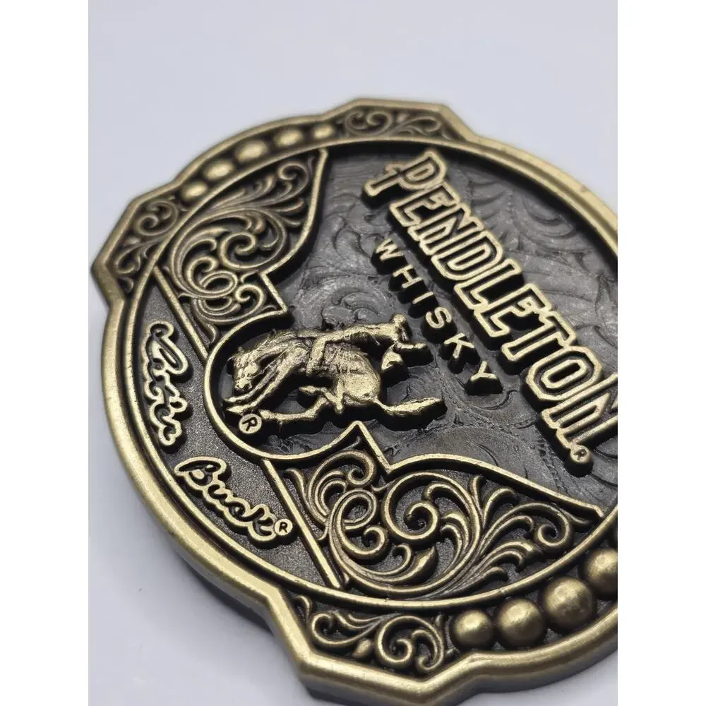 Pendleton Whisky 2024 Let'er Buck Promo Belt Buckle Montana Silversmiths Western